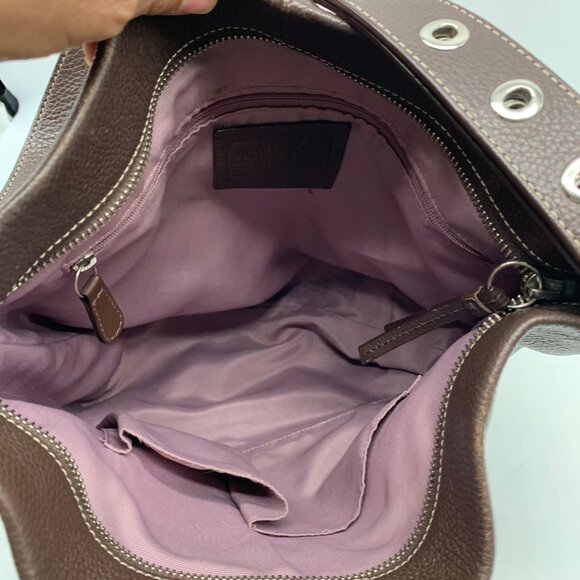 Coach 2-Way Brown Pebbled Leather Duffle Shoulder Bag (F15064) - Picture 12 of 12